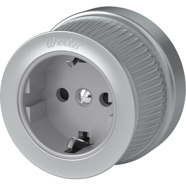 Розетка с заземлением и шторками (матовый хром) Werkel WL19-10-02 (a044924)