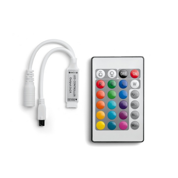  Контроллер Wolta WLC-CP/04 с пультом мини для светодиодной ленты RGB разъем питания DC Jack МАМА 3-pin 5-24В