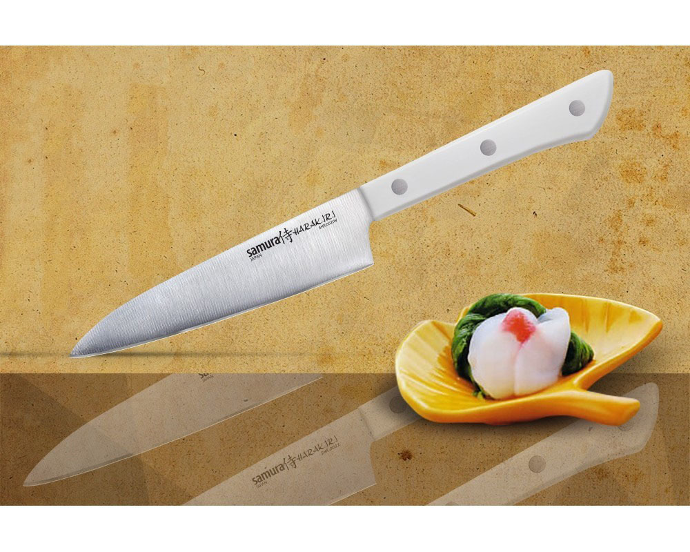Нож кухонный универсальный Samura HARAKIRI (SHR-0021W) 120 мм, сталь AUS-8, рукоять ABS пластик, белый