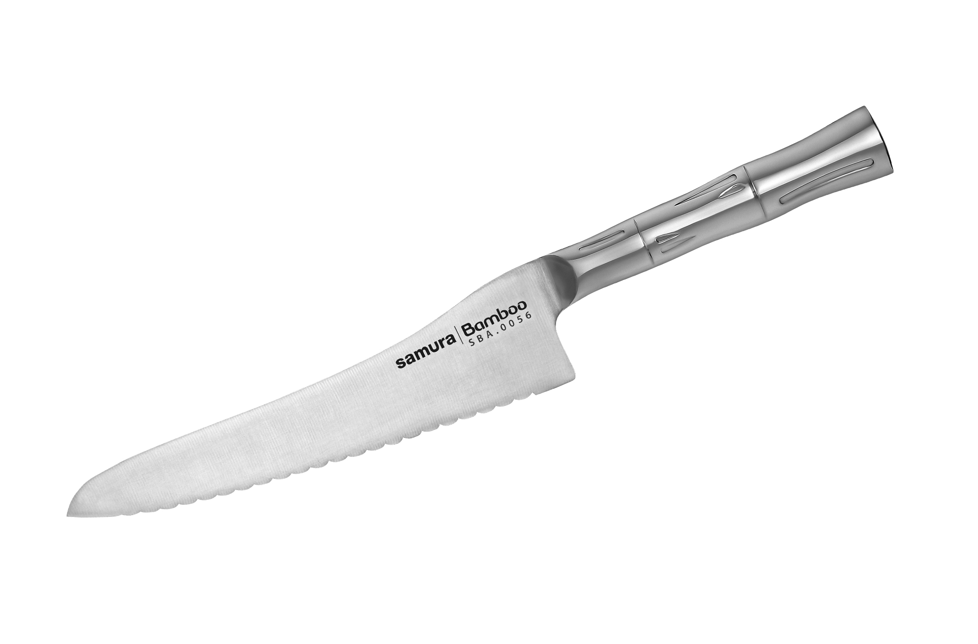 Кухонный нож для замороженных продуктов Samura Bamboo 196 мм, сталь AUS-8, рукоять сталь