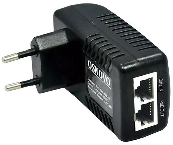 Сопутствующее оборудование OSNOVO PoE-инжектор Fast Ethernet на 1 порт, мощность PoE - до 15.4W