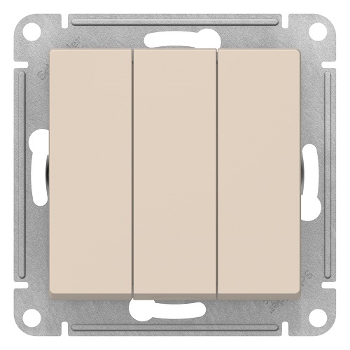 Выключатель Systeme Electric ATN000231 AtlasDesign, 3-клавишный, сх.1+1+1, 10АХ, механизм, бежевый