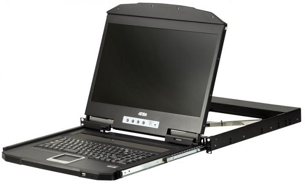 Консоль KVM Aten CL3100NX-ATA-RG 19, VGA+KBD+MOUSE+SPEAKER USB, с KVM-шнуром USB 1.8м, LCD экран 18.5, лат./рус. клав.