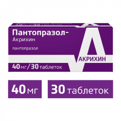 Гастриты, язвенная болезнь ПАНТОПРАЗОЛ-АКРИХИН 40мг 30 шт. таблетки кишечнорастворимые, покрытые пленочной оболочкой
