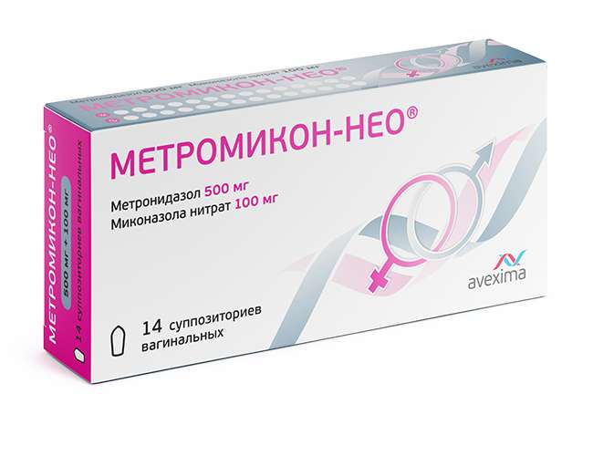  МЕТРОМИКОН НЕО 500мг+100мг 14 шт. суппозитории вагинальные