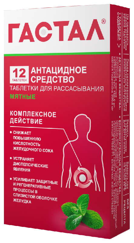 Антациды ГАСТАЛ таблетки для рассасывания 12 шт.