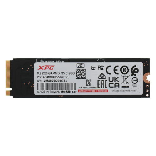 SSD накопитель A-Data GAMMIX S5 AGAMMIXS5-512GT-C 512ГБ, M.2 2280, PCI-E x4, NVMe