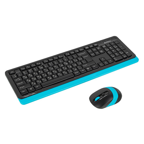  Комплект (клавиатура+мышь) A4TECH Fstyler FG1010, USB, беспроводной, черный и синий [fg1010 blue]