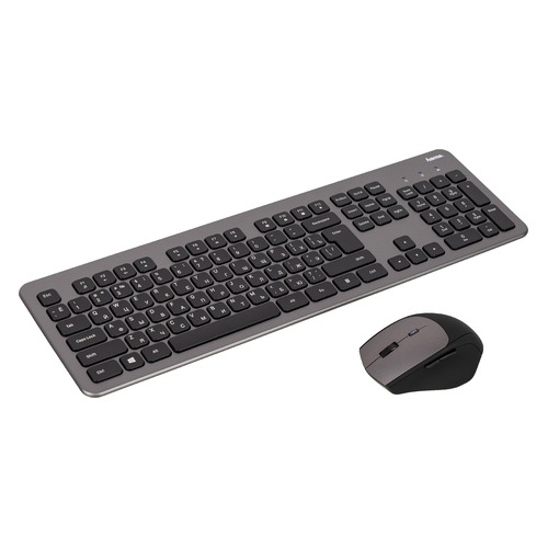  Комплект (клавиатура+мышь) HAMA KMW-700, USB 2.0, беспроводной, черный и серый [r1182677]