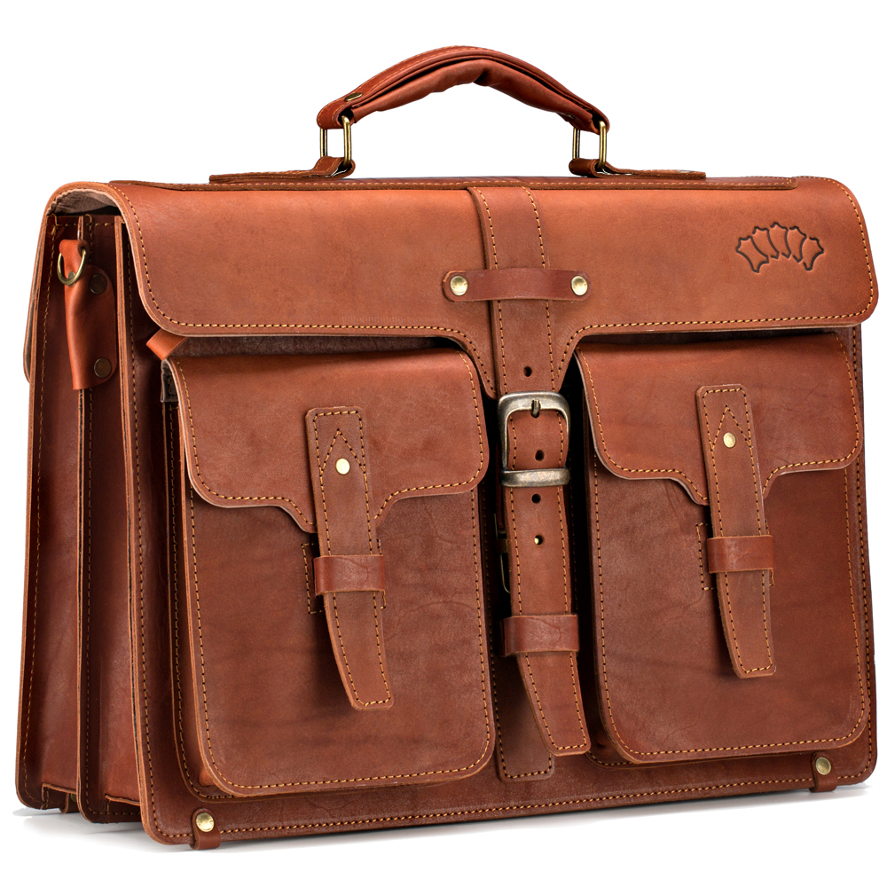 Мужские портфели из кожи  Кожинка Кожаный портфель Мирон (рыжий)