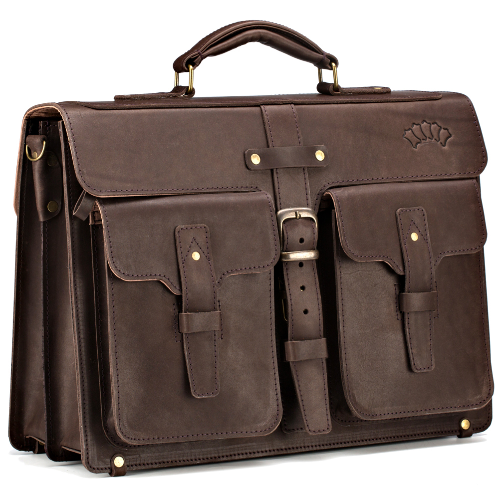 Мужские портфели из кожи  Кожинка Кожаный портфель Мирон (тёмно-коричневый)