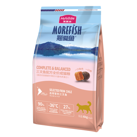MYFOODIE MOREFISH Сухой корм для кошек, с кусочками сублимированного мяса лосося , 6 кг