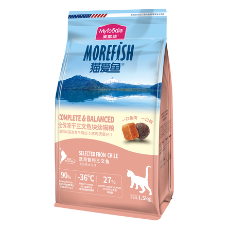 MYFOODIE MOREFISH KITTEN Сухой корм для котят, с кусочками сублимированного мяса лосося , 1,8 кг