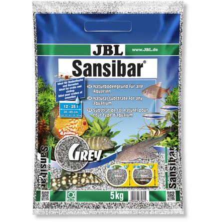Аквариумные растения JBL Sansibar Grey Декоративный аквариумный грунт, серый, фракция 0,2-0,6 мм, 5 кг