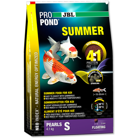 Корм и кормушки JBL ProPond Summer S Основной летний корм в форме плавающих гранул для карпов кои небольшого размера, 4,1 кг