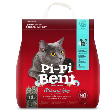  Pi-Pi Bent Морской бриз Комкующийся глиняный наполнитель для кошек, 5 кг