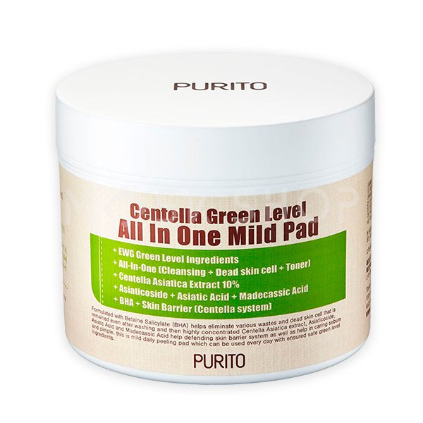 Пилинг-пэды  MaskShop Увлажняющие пэды с центеллой PURITO Centella Green Level All In One Mild Pad (70 шт)