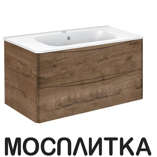  Тумба с раковиной Vincea Paola 100 см подвесная, ящики soft close, V.Oak, VMC-2P100VO