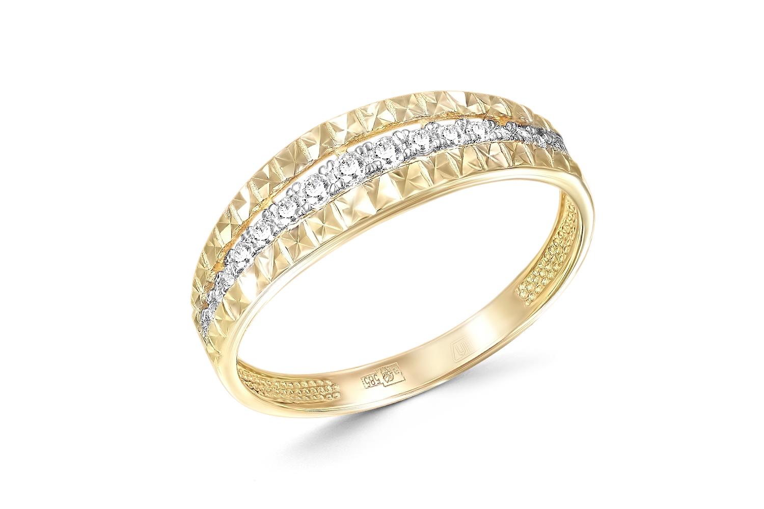  Кольцо с 17 бриллиантами из жёлтого золота