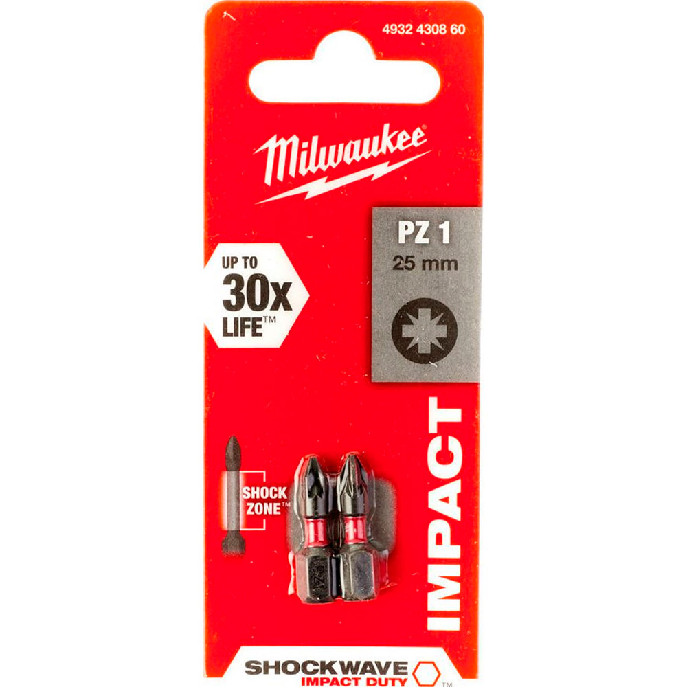 Весь каталог  ТМК Бита Milwaukee SHOCKWAVE PZ1x25мм 2шт (860)