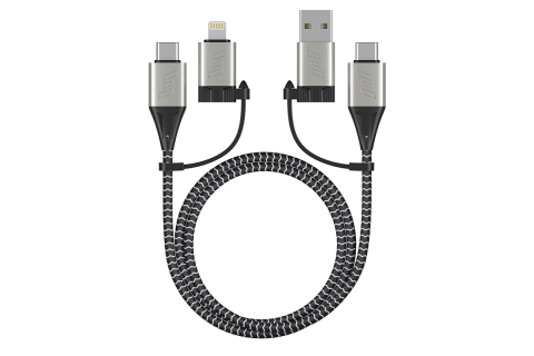 Кабель Deppa 4 в 1: USB-C - USB-C, USB-A, Lightning, 1.2 м - Чёрный, Чёрный