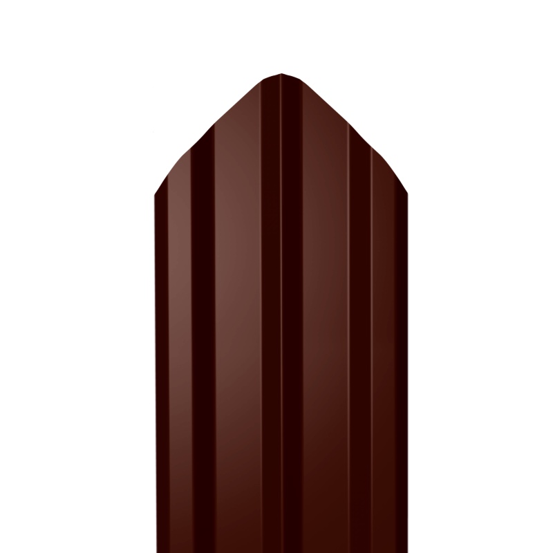 Металлический штакетник Гладкий полиэстер RAL 8017 (Шоколадно-коричневый) 1800*100*0,45 двухсторонний Фигурный