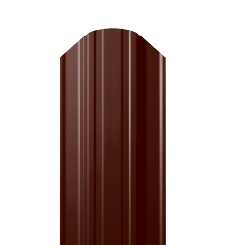  Металлический штакетник Гладкий полиэстер RAL 8017 (Шоколадно-коричневый) 1800*118*0,45 односторонний Полукруглый квадратный завальцованный