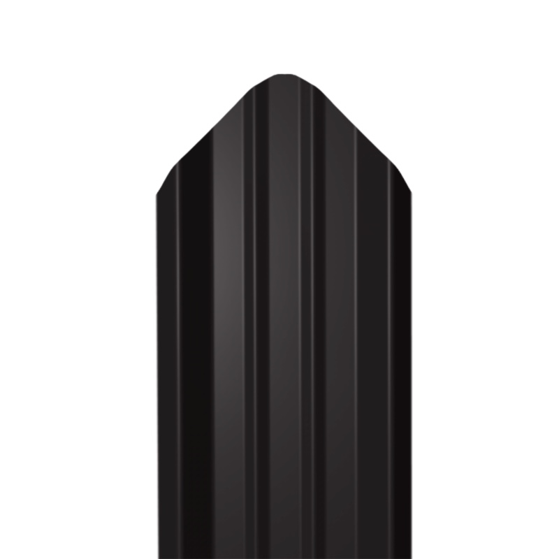  Металлический штакетник Гладкий полиэстер RAL 9005 (Глубокий черный) 1500*69*0,4 односторонний Фигурный