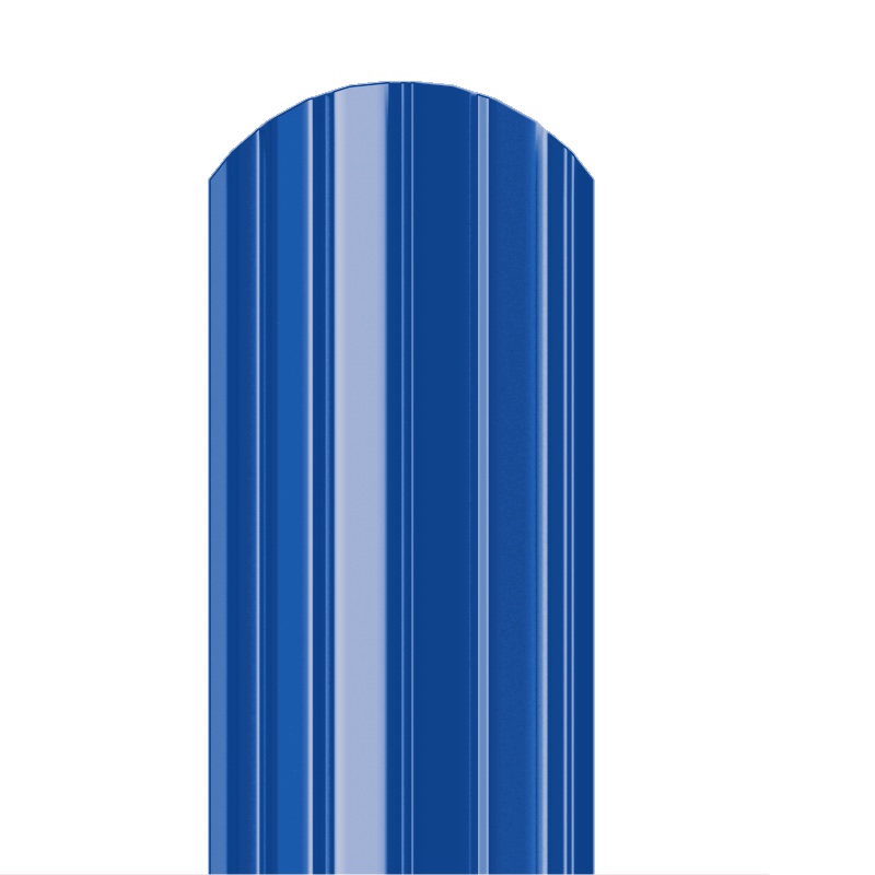   Таврос Металлический штакетник Гладкий полиэстер RAL 5005 (Синий) 3000*105*0,5 двухсторонний Полукруглый завальцованный
