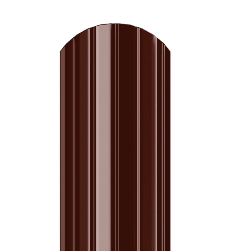  Металлический штакетник Гладкий полиэстер RAL 8017 (Шоколадно-коричневый) 1800*105*0,45 двухсторонний Полукруглый завальцованный
