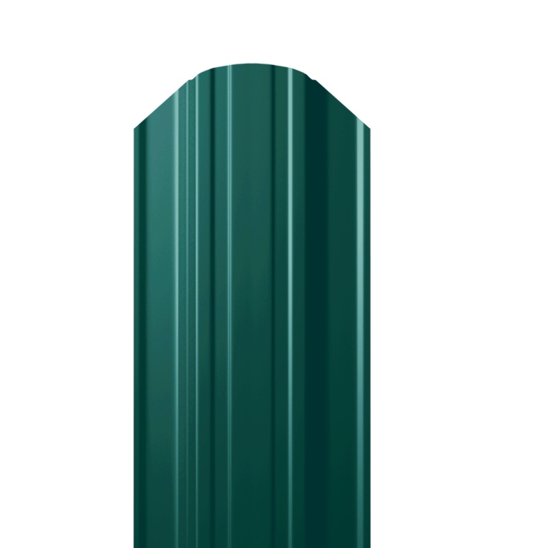  Металлический штакетник Гладкий полиэстер RAL 6005 (Зелёный мох) 2000*118*0,45 односторонний Полукруглый квадратный завальцованный