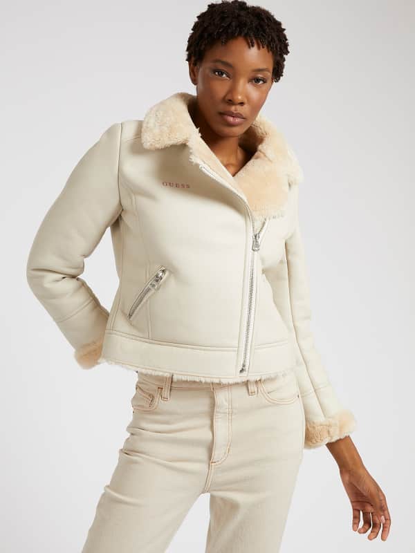 guess,skidki,zhenshchiny,pidzhaki-i-kurtki  Guess Куртка Экоовчина Принт Граффити