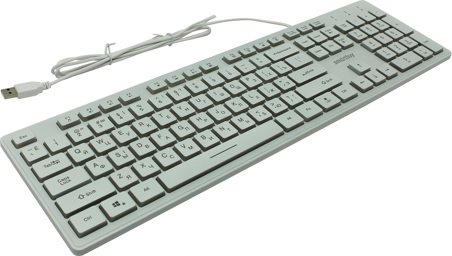 Клавиатура проводная SmartBuy ONE 305, мембранная, подсветка, USB, белый (SBK-305U-W)