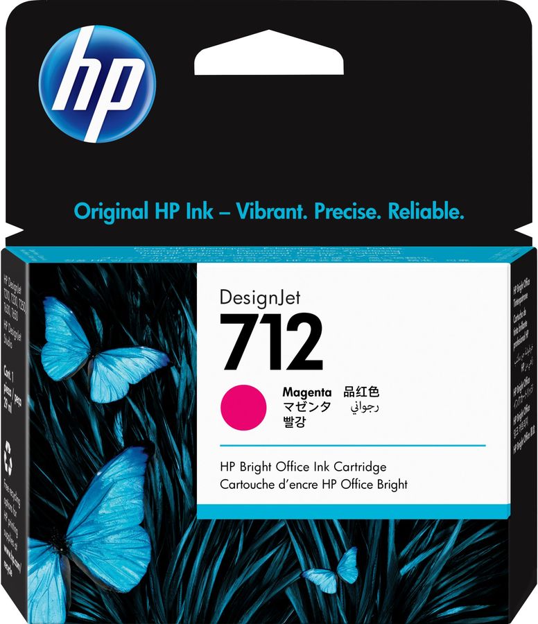 Картридж струйный HP 712 (3ED68A), пурпурный, оригинальный, объем 29 мл для HP DJ T230/T630/T650/Studio