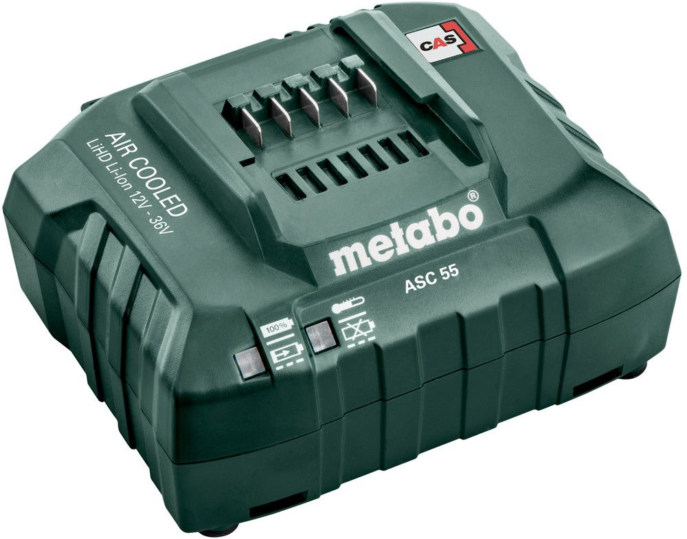 Зарядное устройство Metabo ASC 55, Li-Ion и LiHD, 12-36V, 3/4A для metabo для зарядки всех слайдерных аккумуляторных блоков Li-Ion и LiHD (12–36 В) с согласованным током зарядки аккумулятора (627044000)