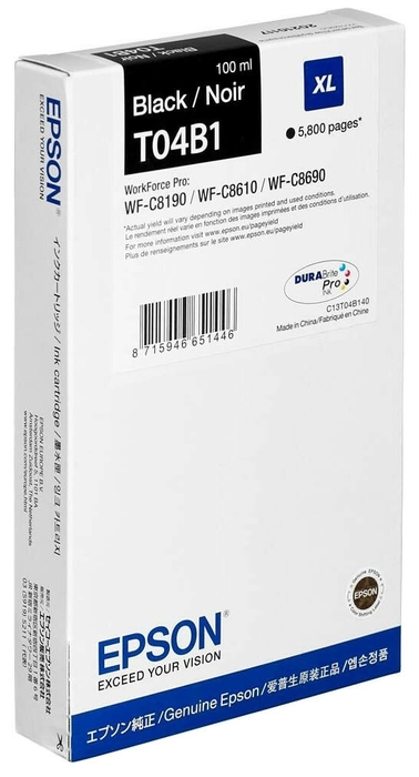 Картридж струйный Epson T04B1 (C13T04B140/C13T04B14N), черный, оригинальный, ресурс 5800 страниц для Epson Epson WorkForce Pro WF-C8190/WF-C8690