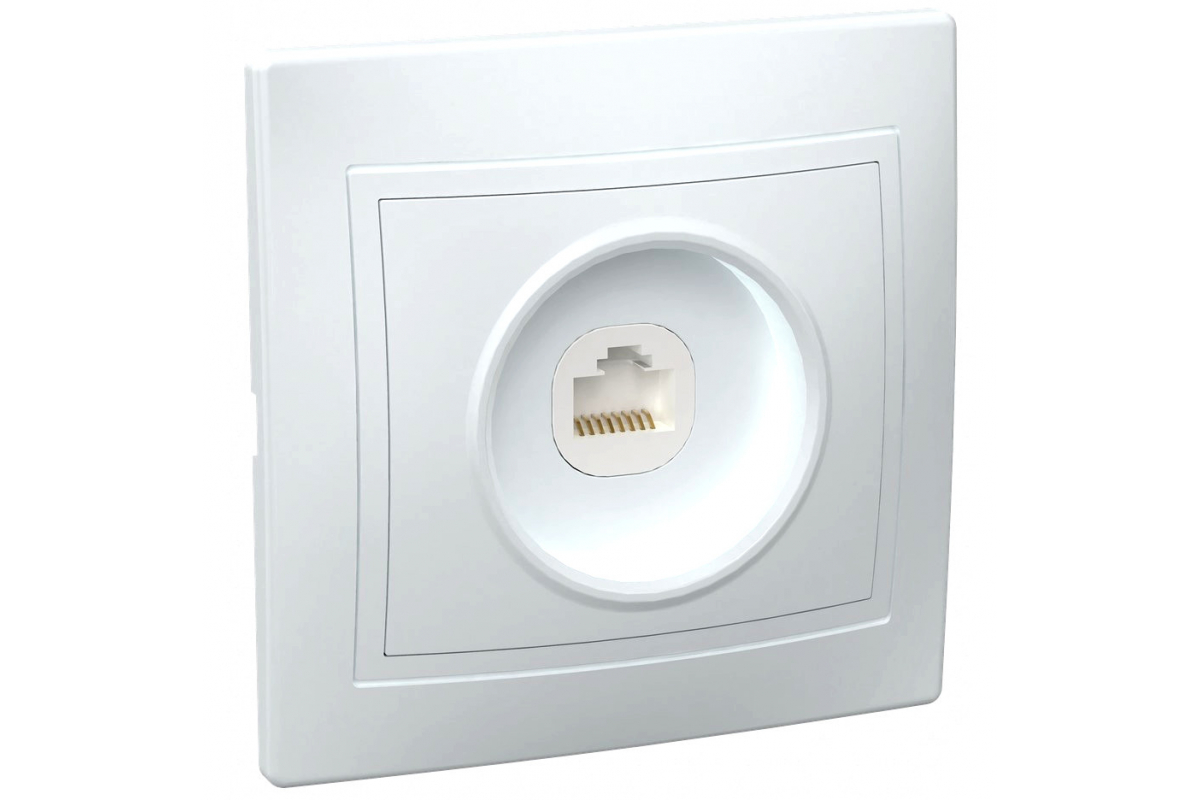 Розетка RJ-45 скрытый монтаж категория 5e, белый, IEK Кварта РК10-КБ (EKK10-K01-DM)