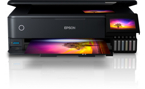 Струйные МФУ МФУ струйный Epson EcoTank L8180, A3, цветной, 32стр/мин (A4 ч/б), 32стр/мин (A4 цв.), 5760x1440dpi, дуплекс, факс, СНПЧ, сетевой, Wi-Fi, USB (C11CJ21402/C11CJ21403)