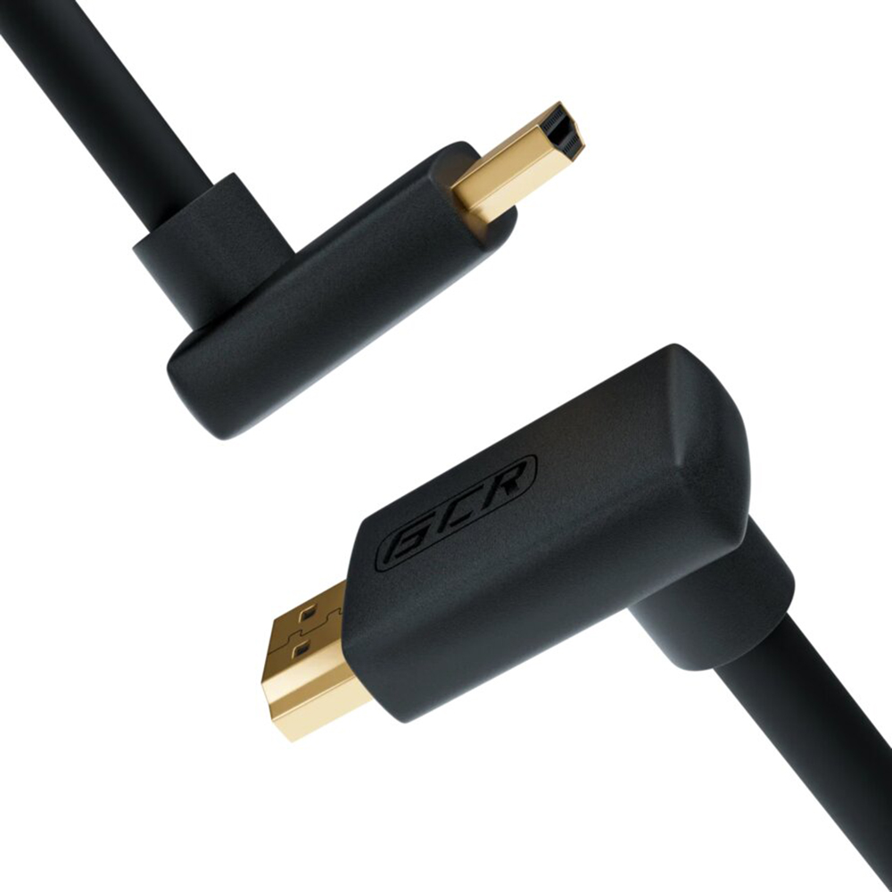 Кабель HDMI(19M)-HDMI(19M) верхний угол v2.0 4K, экранированный, 1 м, черный GCR GCR-HMAC1 (GCR-52309)