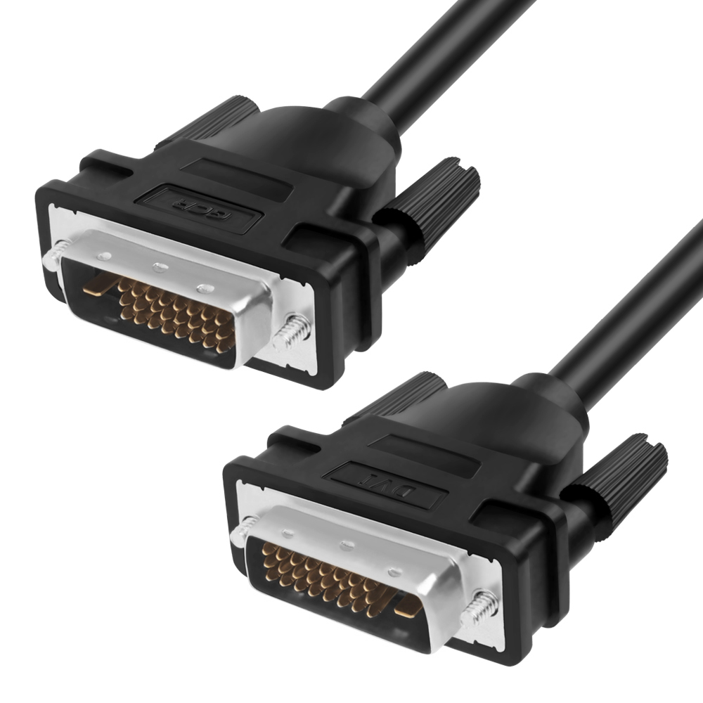 Кабель DVI-D(25M)-DVI-D(25M) Dual Link, экранированный, 1 м, черный GCR GCR-DM2DMC (GCR-DM2DMC-1.0m)