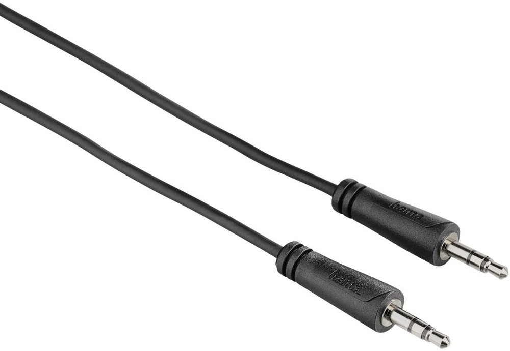 Кабель Jack 3.5mm(M)-Jack 3.5mm(M), экранированный, 75см, черный Hama (H-122307)