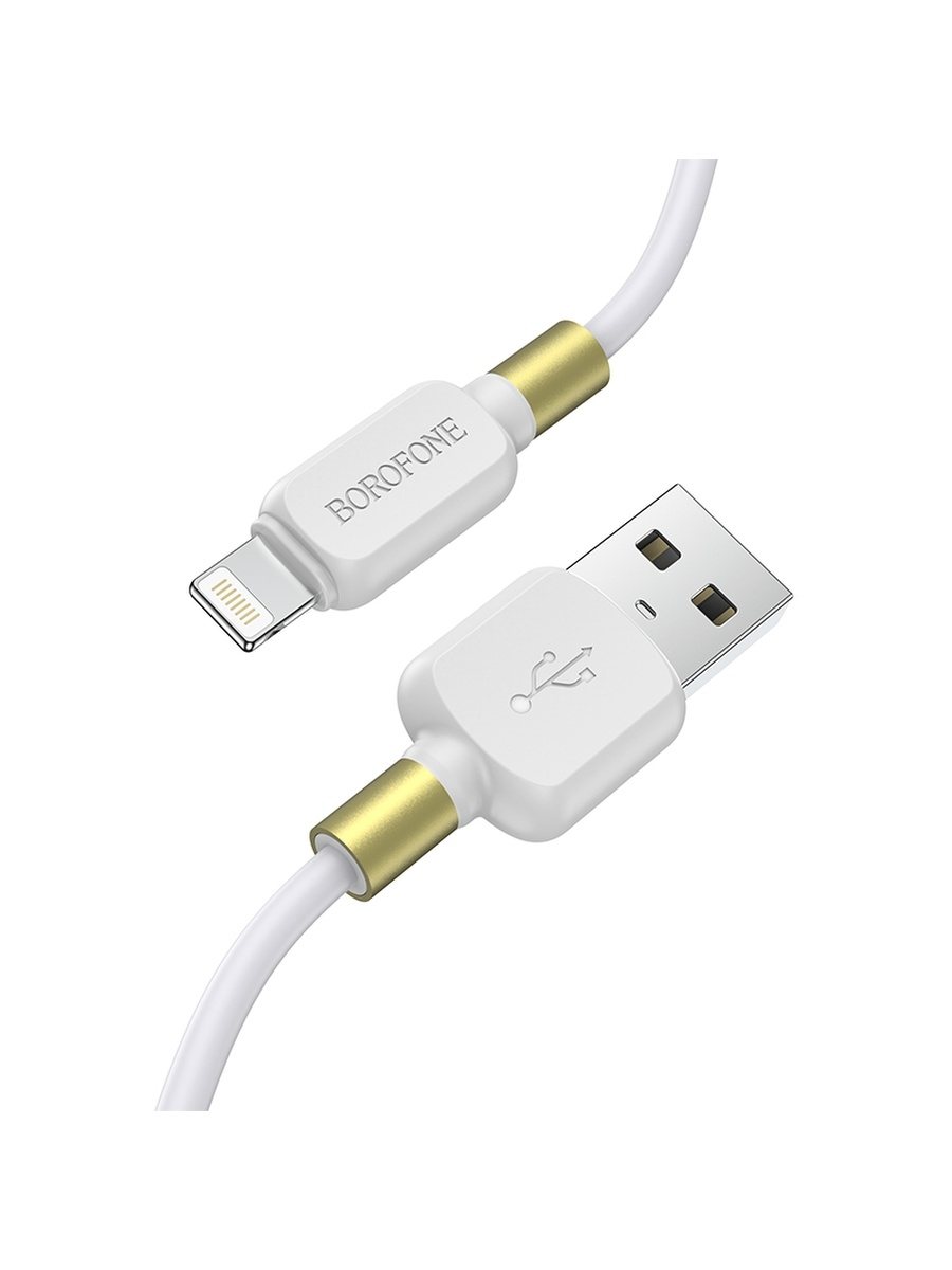 Кабель Lightning 8-pin-USB, 2.4A, 1м, белый Borofone Defender BX59