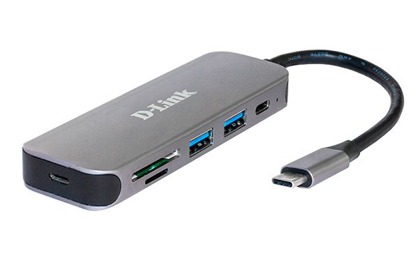 Концентратор D-Link DUB-2325, 2xUSB 3.0, 1xUSB-C, блок питания, серый + 1xSD-Card, 1xMicroSD (DUB-2325/A1A})