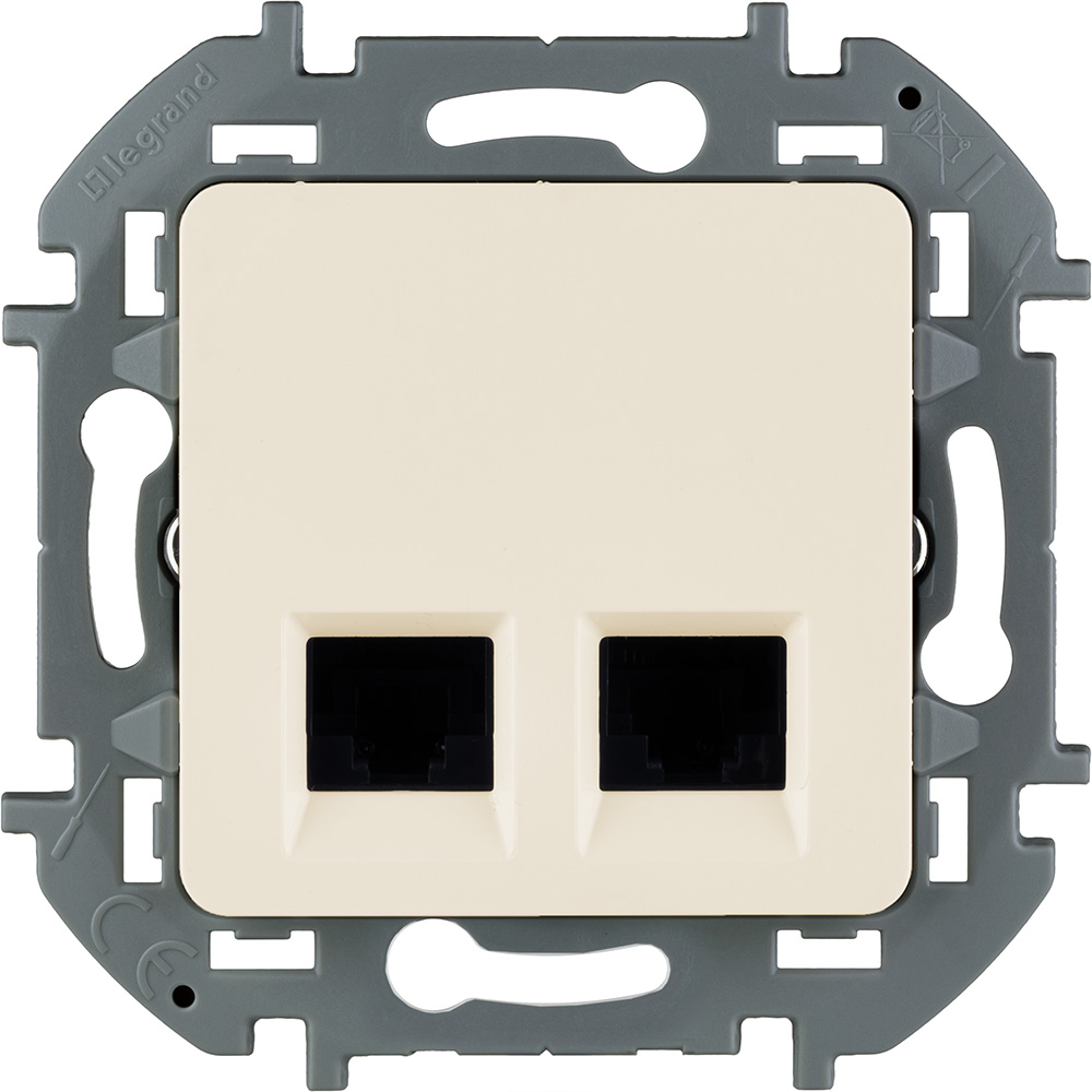 Розетка RJ-45+RJ-45 скрытый монтаж категория 6, механизм без рамки, слоновая кость, Legrand Inspiria (673841)