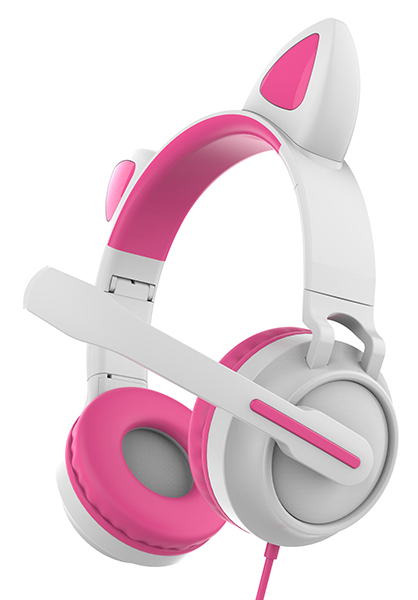 Проводная гарнитура Qumo Game Cat White&pink (GHS 0035), 3.5мм jack + USB, белый/розовый (33035)