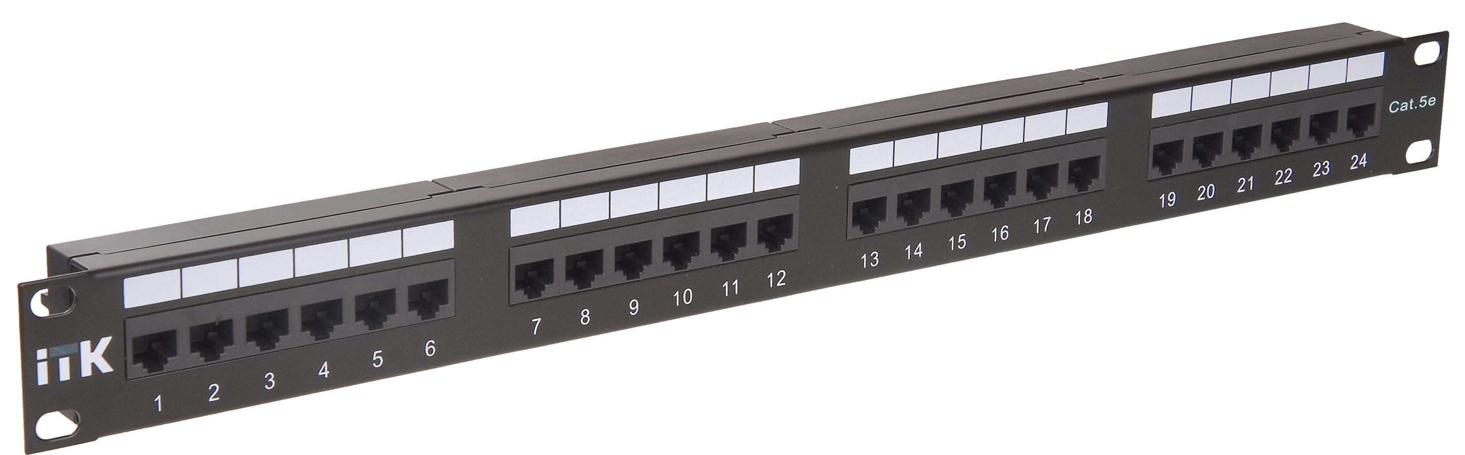 Патч-панель в шкаф 19 1U, порты: 24 x RJ-45 кат. 5e, черный, ITK (PP24-1UC5EU-D05)