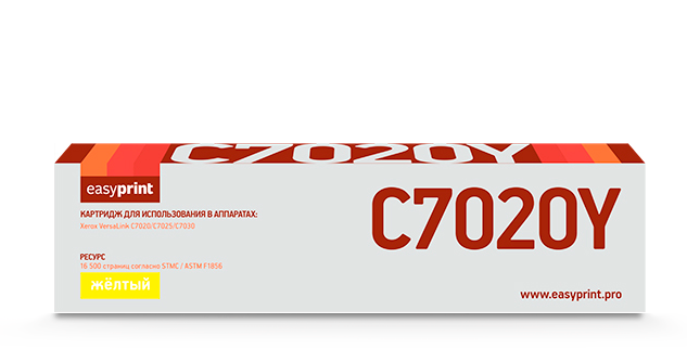 Картридж лазерный EasyPrint LX-C7020Y (106R03746 ), желтый, 16500 страниц, совместимый для Xerox VersaLink C7020/C7025/C7030 с чипом