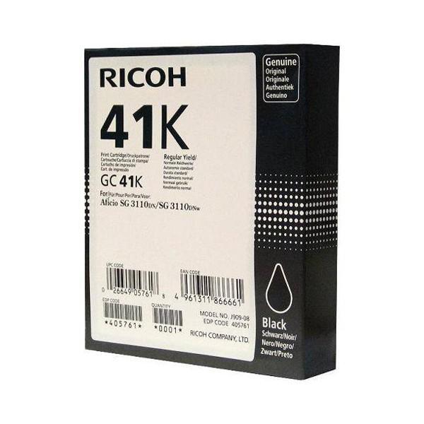 Картридж струйный Ricoh GC41K (405761), черный, оригинальный для Aficio SG 3110DN / 3110DNw / 3100SNw / 3110SFNw