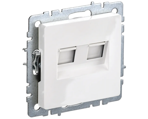 Розетка RJ-45+RJ-11 скрытый монтаж категория 5e, механизм без рамки, белый, IEK BRITE РК/Т12-БрБ (BR-KT20-O-1-K01)