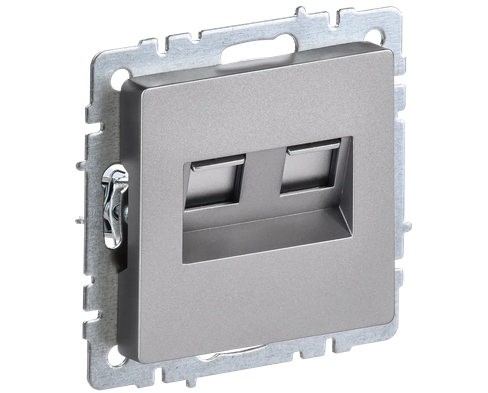 Розетка RJ-45+RJ-11 скрытый монтаж категория 5e, механизм в сборе, сталь, IEK BRITE РК/Т12-БрКр (BR-KT20-O-1-K46)